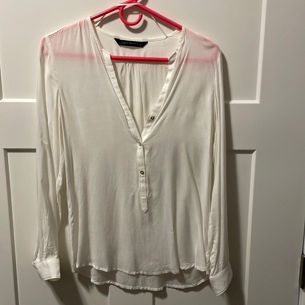 Zara Woman sheer white blouse